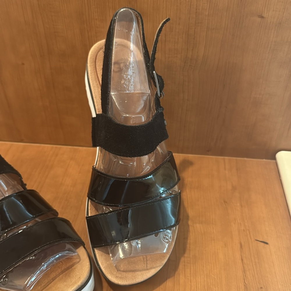 UGG Womens Braelynn Jasmine Leather Flatform Black Sandal Sz 7 M - Picture 3 of 11